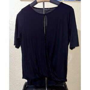 Banana Republic Women's Blouse Black Short Sleeve Sz Medium Keyhole Crossover 3i